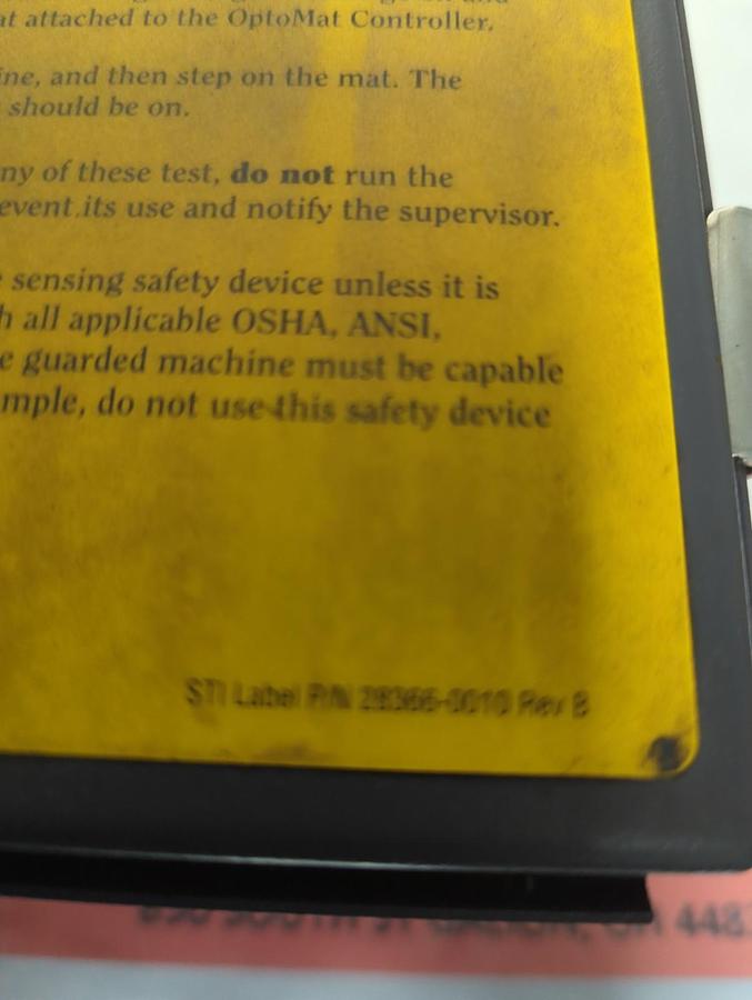 Used STI,28366-0010,OPTOMAT CONTROLLER TEST PROCEDURE PRE-OWNED