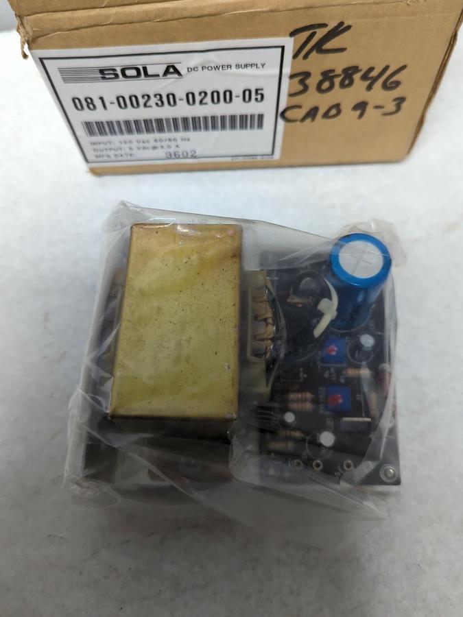 SOLA,081-00230-0200-05,POWER SUPPLY 120VAC 50/60HZ NOS