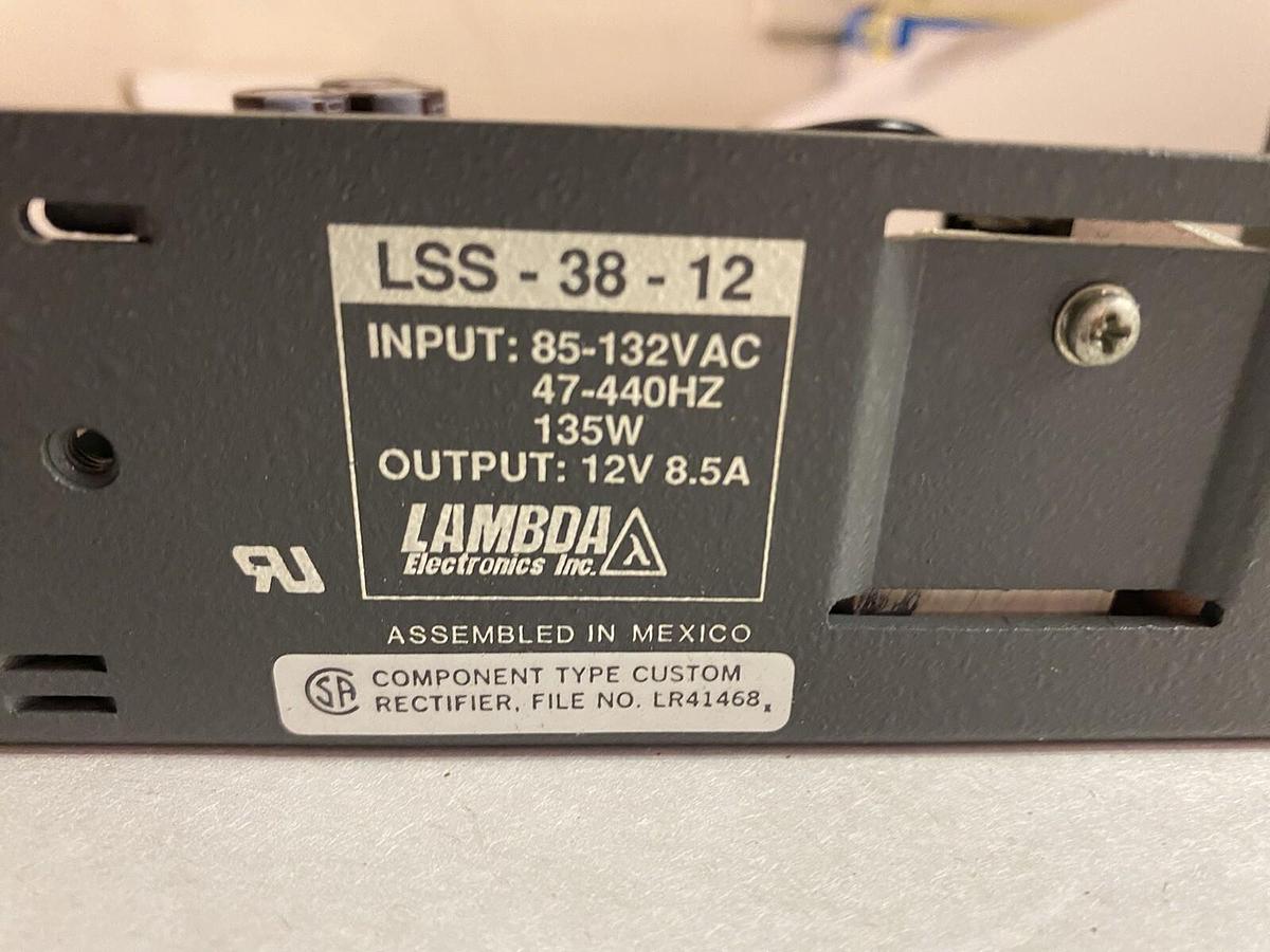 LAMBDA,LSS-38-12,POWER SUPPLY INPUT 85-132VAC OUTPUT 12VDC 8.5A