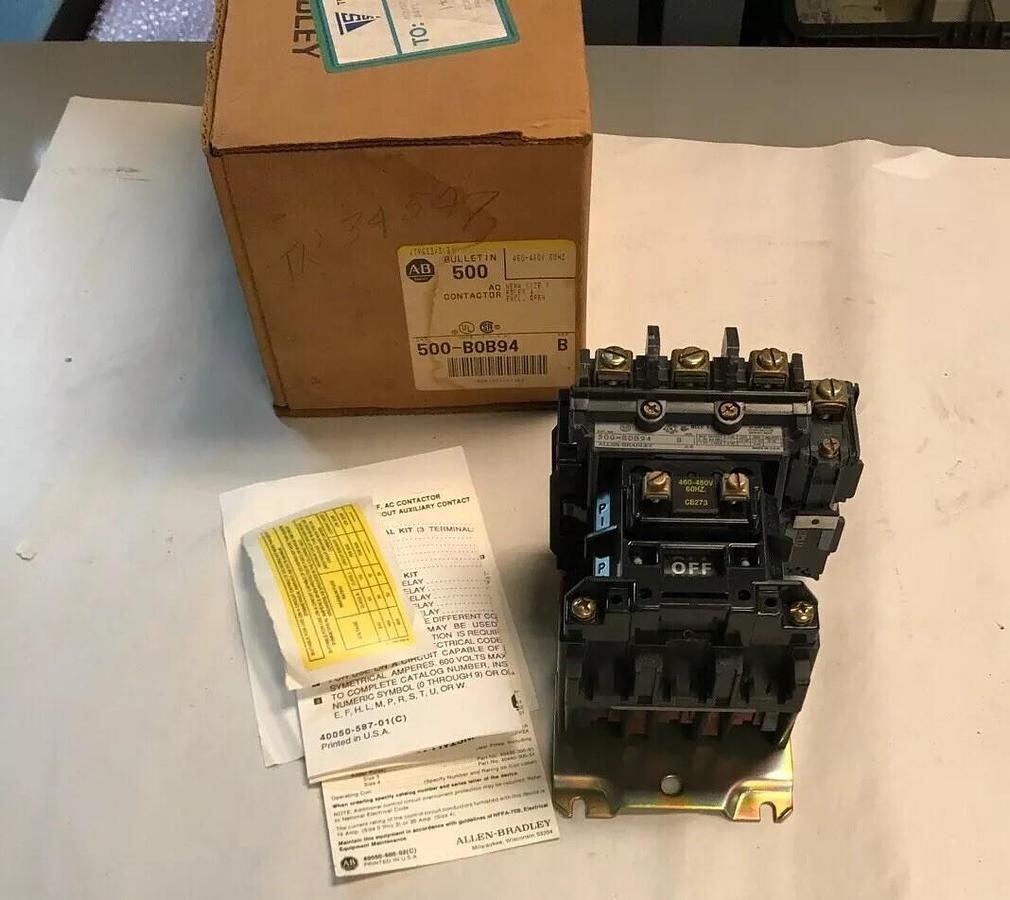 Used Allen Bradley,500-BOB94,AC Contactor Size 1 NOS