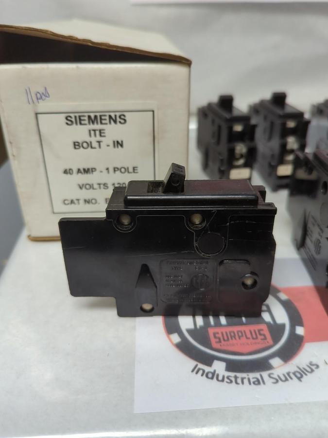 Used SIEMENS/I.T.E.,BQ1B040,CIRCUIT BREAKER 1-POLE 40 AMP LOT OF 11 PRE-OWNED