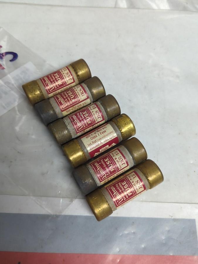 Used COOPER BUSSMANN,JKS-15,LIMITRON 15 AMP FUSE LOT OF 6 PRE-OWNED