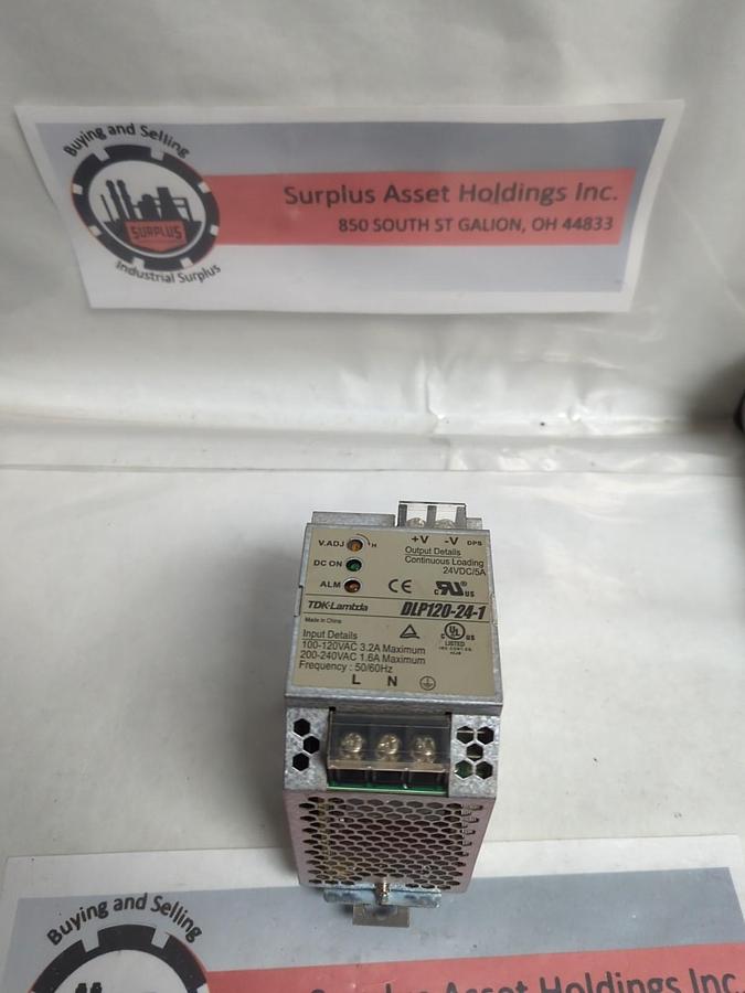 Used TDK-LAMBDA,DLP120-24-1,POWER SUPPLY OUT PUT CONT. LOADING 24VDC/5A PRE-OWNED