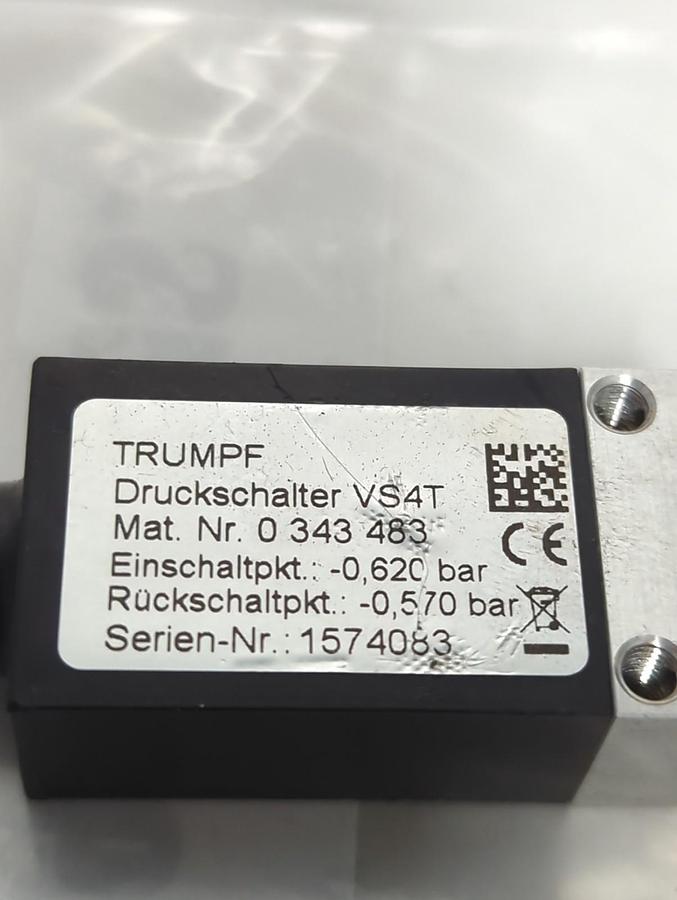Used TRUMPF,0 343 483,VS4T PRESSURE SWITCH PRE-OWNED