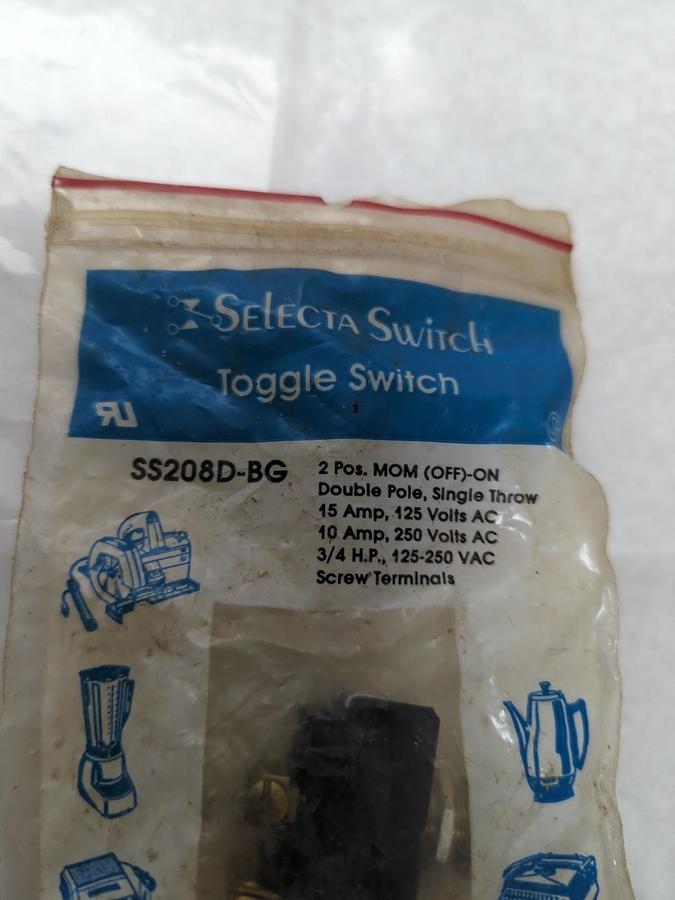 SELECTA SWITCH,SS208D-BG,2-POSTION TOGGLE SWITCH NOS
