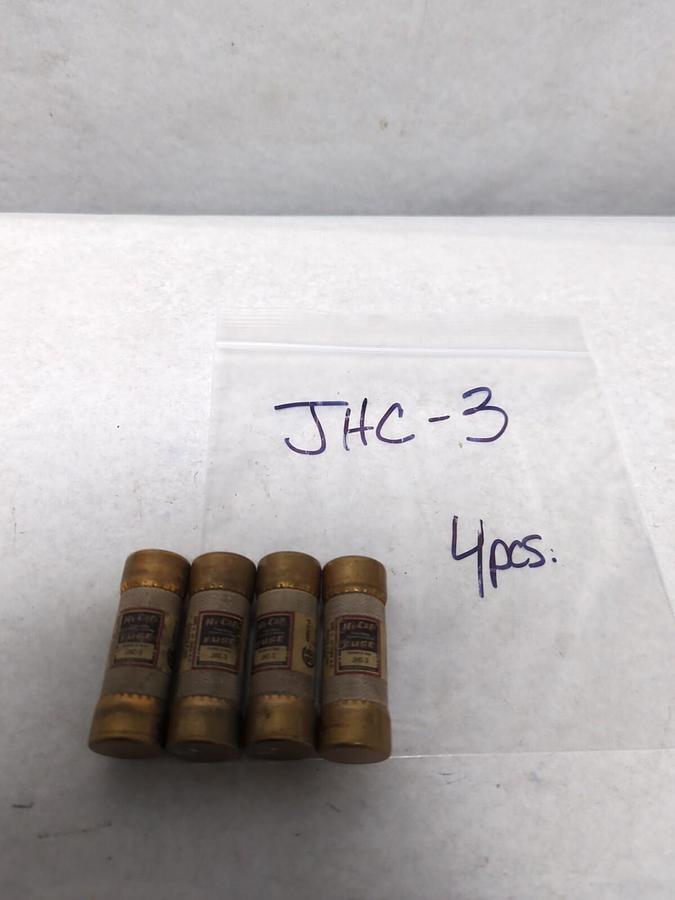 Used COOPER BUSSMANN,JHC-3,HI-CAP 3 AMP FUSE LOT OF 4 PRE-OWNED