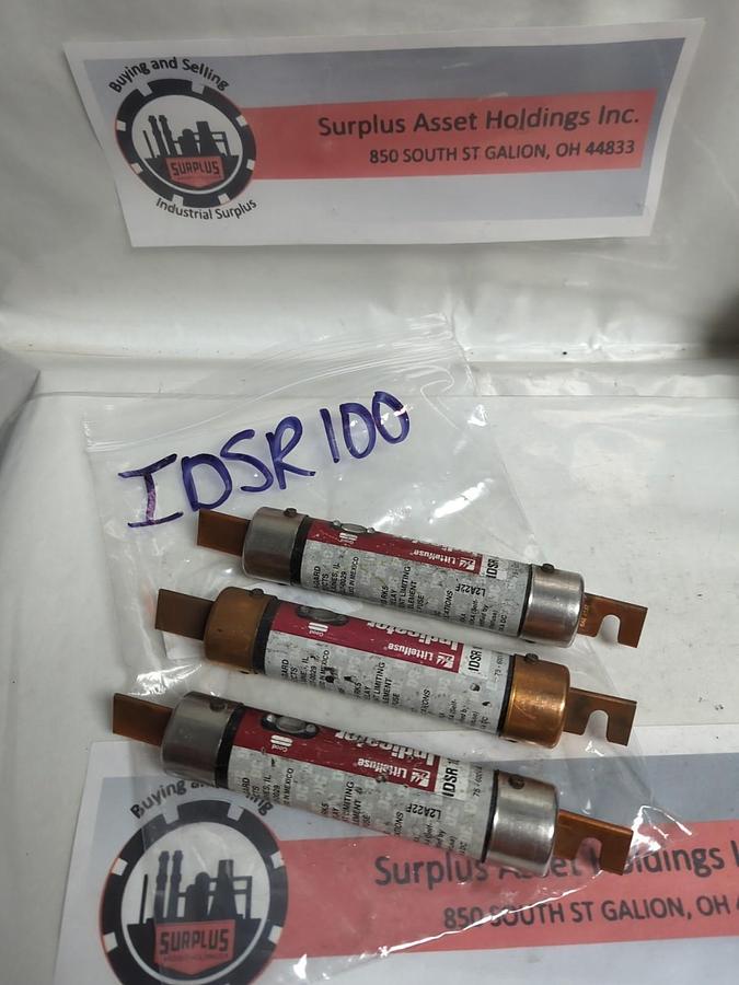 Used LITTELFUSE,IDSR100,INDICATOR FUSE 100 AMP LOT OF 3 PRE-OWNED