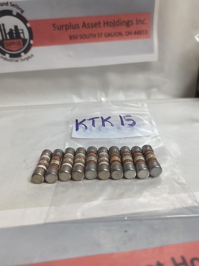 Used COOPER BUSSMANN,KTK-15,LIMITRON 15 AMP FUSE LOT OF 10 PRE-OWNED