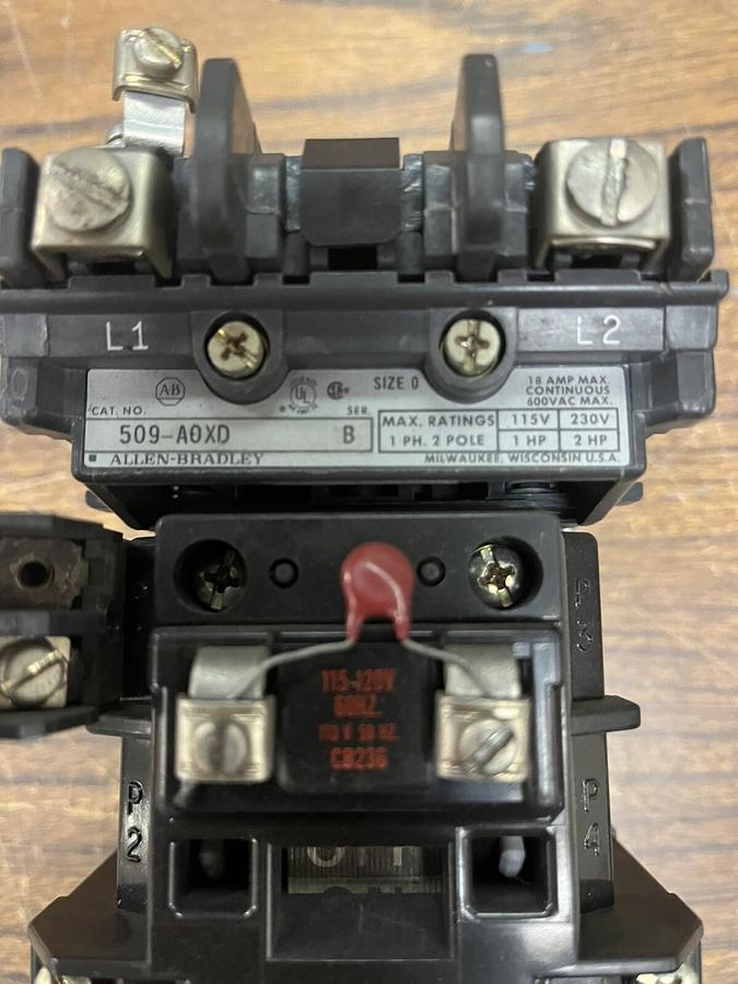 Used Allen Bradley,509-AOXD,SIZE 0 MOTOR STARTER 110/120V COIL
