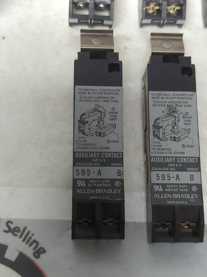 Used ALLEN BRADLEY,595-A,AUXILIARY CONTACT SER B 660VAC SIZE 0-5 LOT OF 10 PRE-OWNED