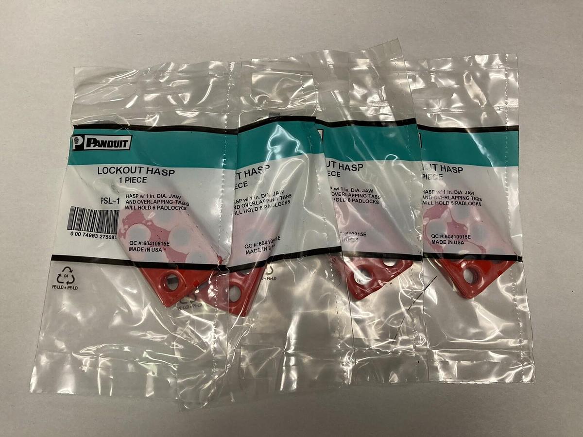 Used Panduit,PSL-1,Lockout Tagout Hasp  1 INCH Jaw 6 hole  LOT OF 4