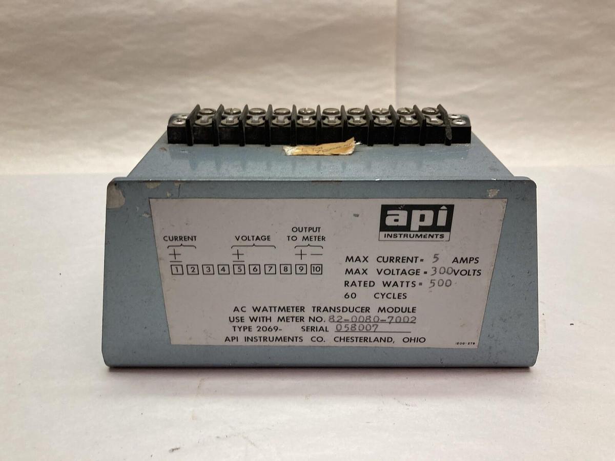 Used Api Instruments,Type 2069 82-0080-7002,AC Wattmeter Transducer Module 5A 300V Ma