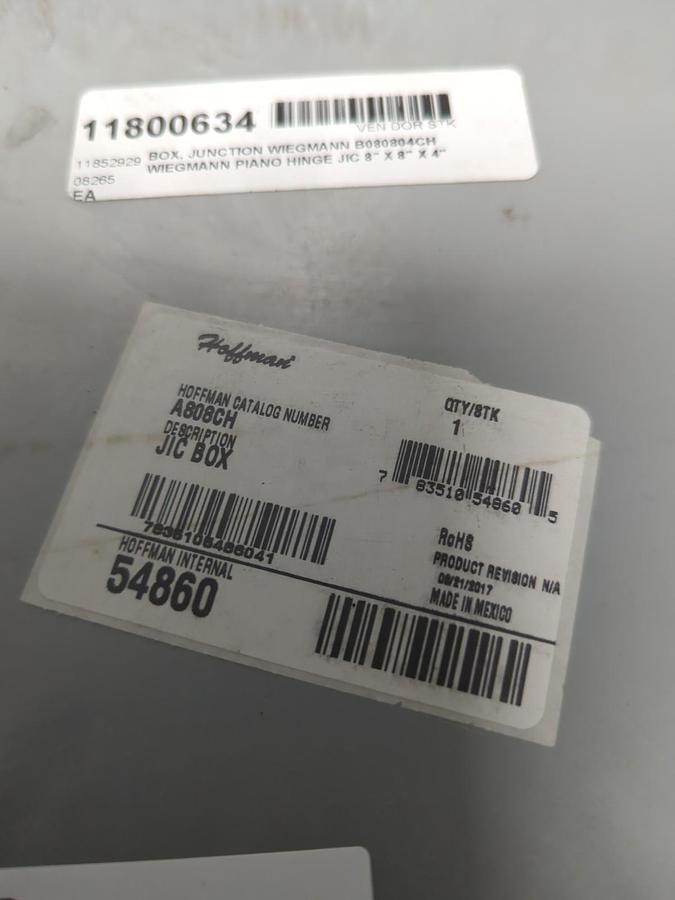 HOFFMAN,A808CH,JUNCTION BOX 8 IN X 8 IN X 4 IN NOS