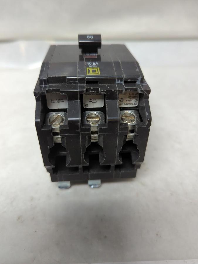 Used SQUARE D,QOB60,CIRCUIT BREAKER 60 AMP 3-POLE PRE-OWNED