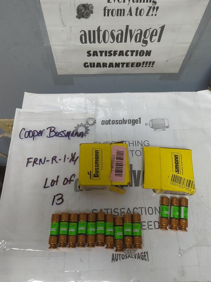 COOPER BUSSMANN,FRN-1-1/4,FUSETRON 1-1/4 AMP FUSES LOT OF 13 NEW