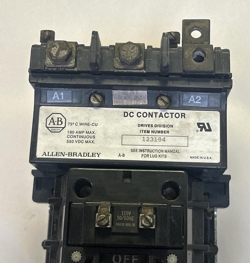 Used ALLEN BRADLEY,123184,DC CONTACTOR 180A 550VDC