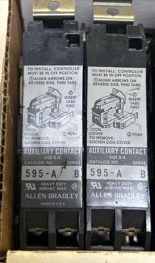 Used ALLEN BRADLEY,595-A,AUXILIARY CONTACT SIZE 0-5 LOT OF 12