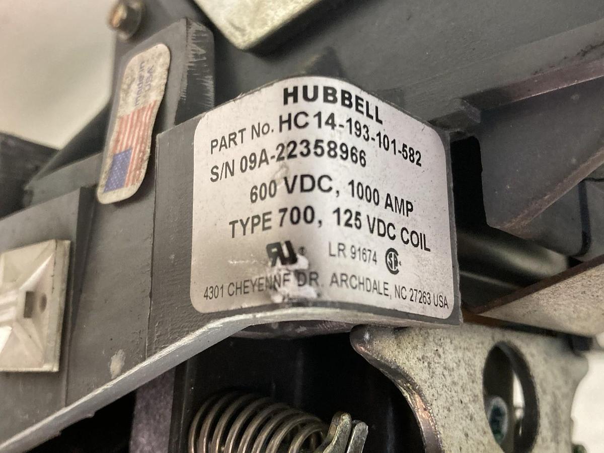 Used Hubbell,HC14-193-101-582,Contactor Type 700 600Vdc 1000A