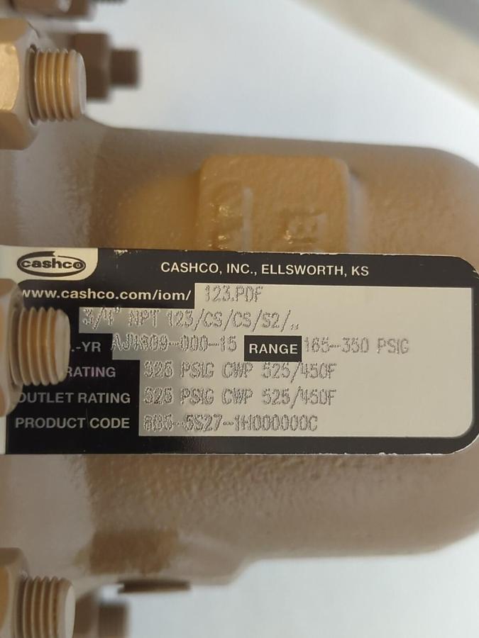 CASHCO,123PDF,REGULATOR 3/4 INCH NPT 165-330PSIG NOS