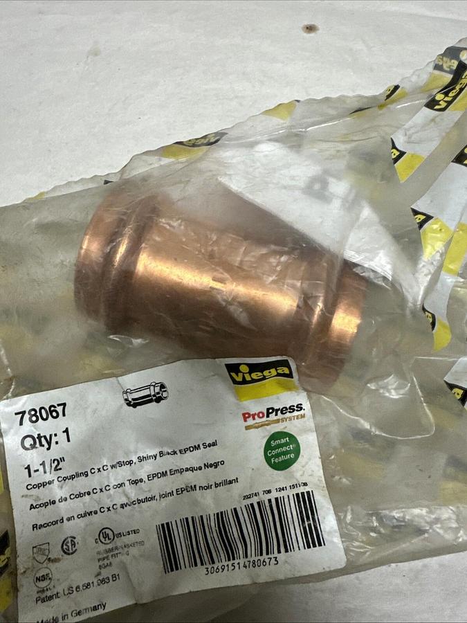Used Viega,78067,1-1/2" Coupling W/Stop