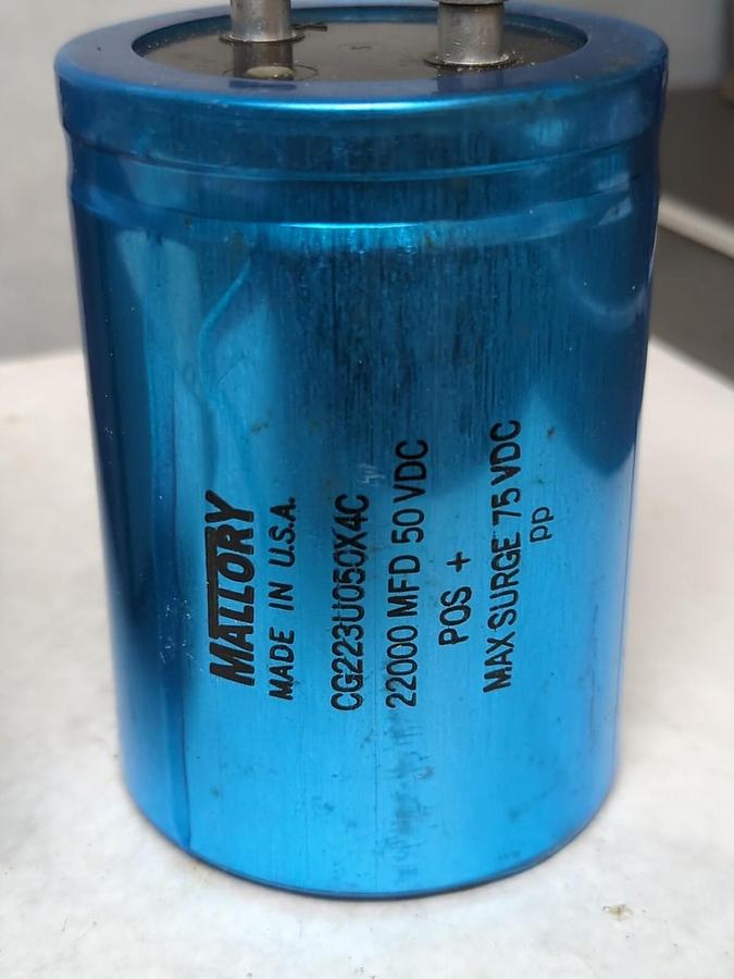 MALLORY,CG223U050X4C,CAPACITOR 22,000 MFD 50 WVDC NOS