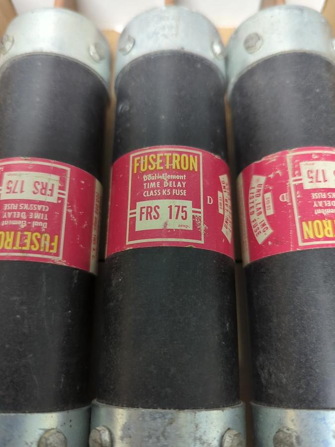 Used COOPER BUSSMANN,FRS-175,FUSETRON 175 AMP FUSE LOT OF 3 PRE-OWNED