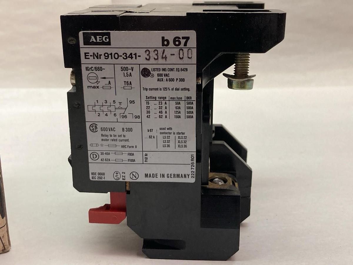 Used AEG,b 67 E-Nr 910-341-334-00,Thermal Overload Relay