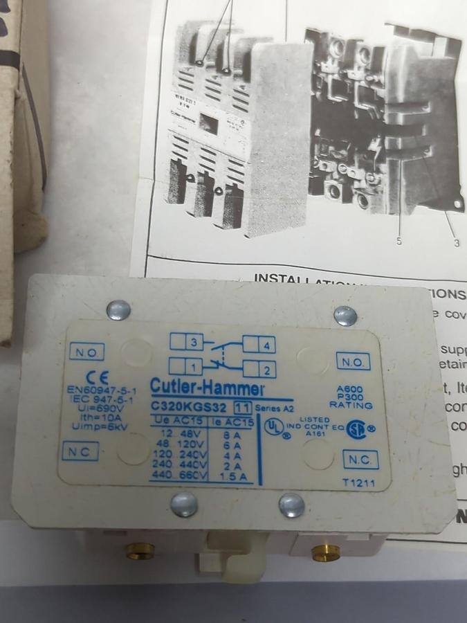 EATON,C320KGS32,AUXILIARY CONTACT SERIES A2 NOS