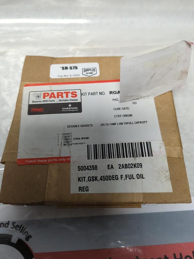 FISHER,RGASKETX182,GASKET SET OVER 450F 2E ER&EZ 4X2 EW NOS