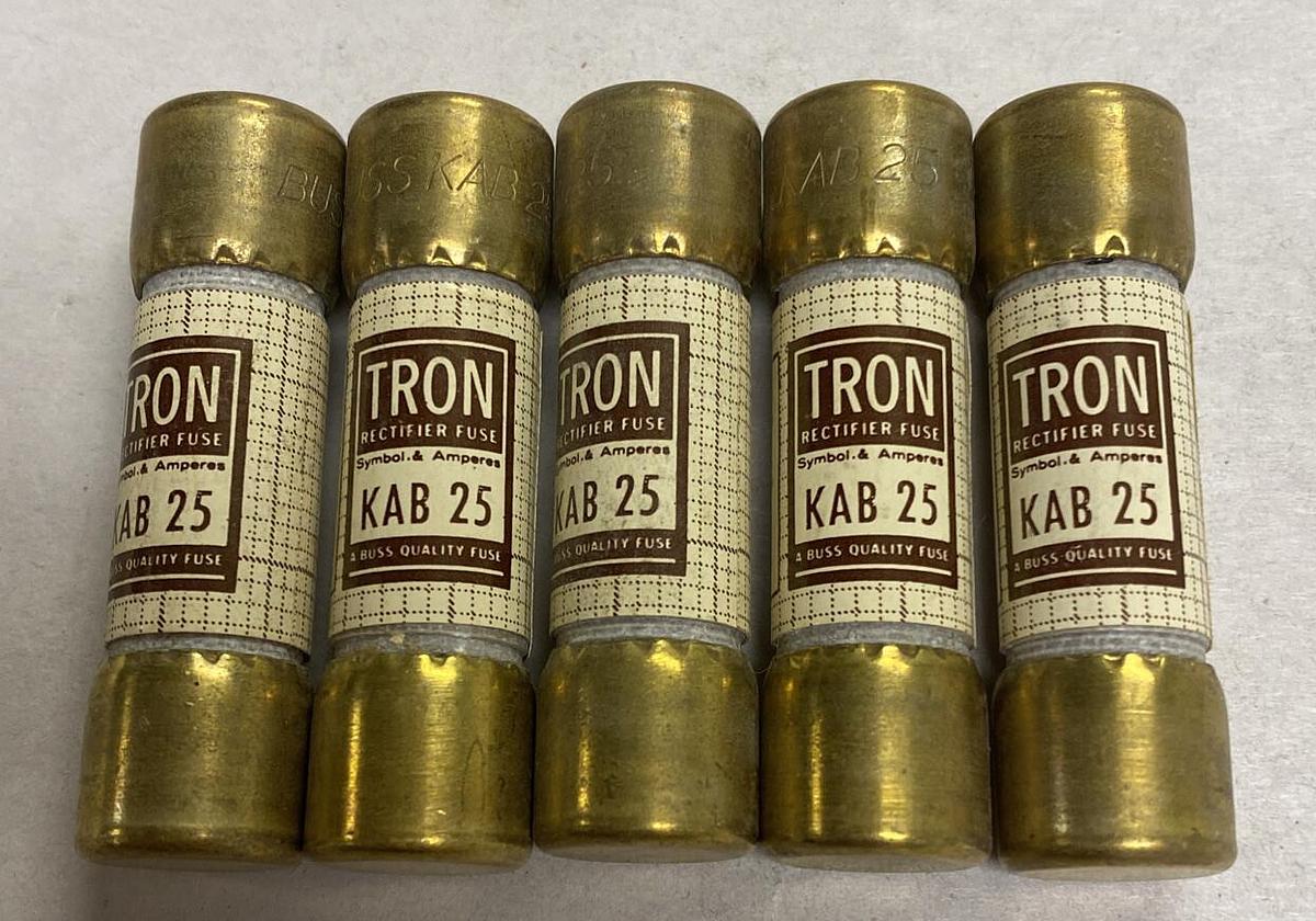 Bussmann,KAB 25,Tron Fuse Lot Of 5 NOS