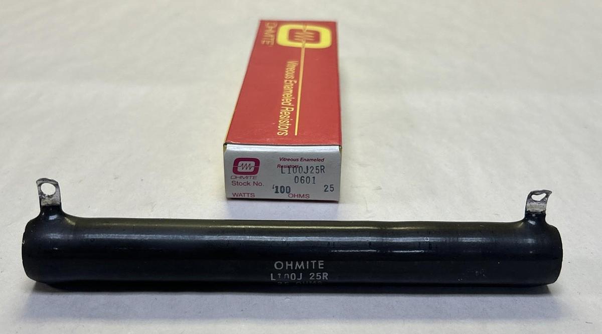 OHMITE,L100J25R,RESISTOR 100 WATT 25 OHMS NOS