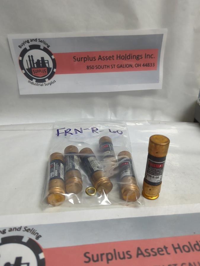 Used COOPER BUSSMANN,FRN-R-60,FUSETRON 60 AMP FUSE LOT OF 6 PRE-OWNED