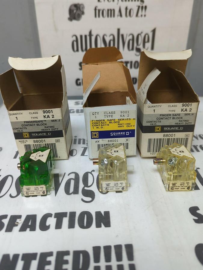 SQUARE D,KA-2,CLASS 9001 FINGERSAFE CONTACT BLOCKS LOT OF 3 NOS