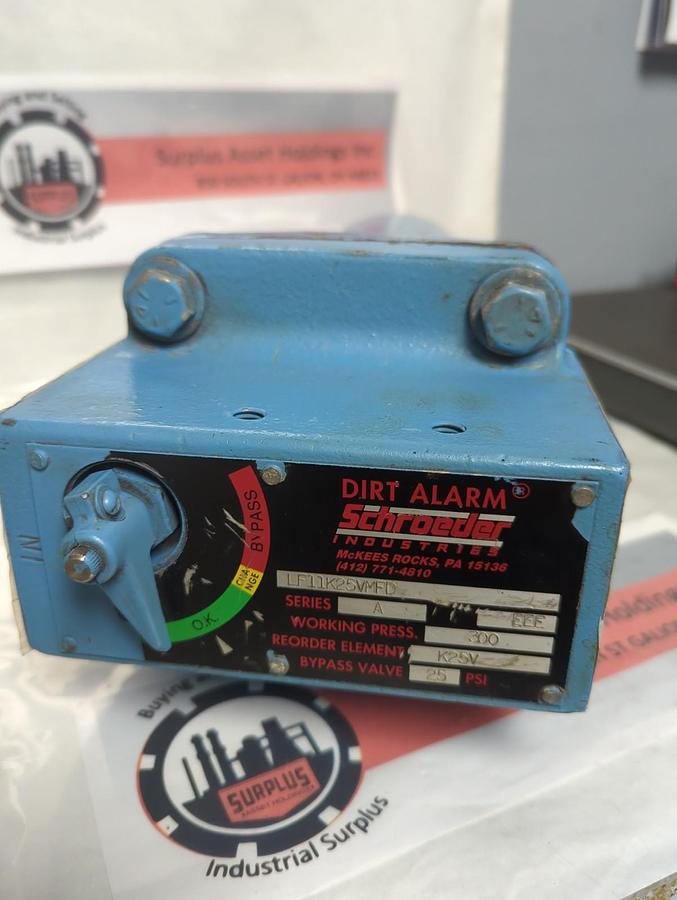 Used SCHROEDER,LF11K25VMFD,FILTER ELEMENT DIRT ALARM PRE-OWNED