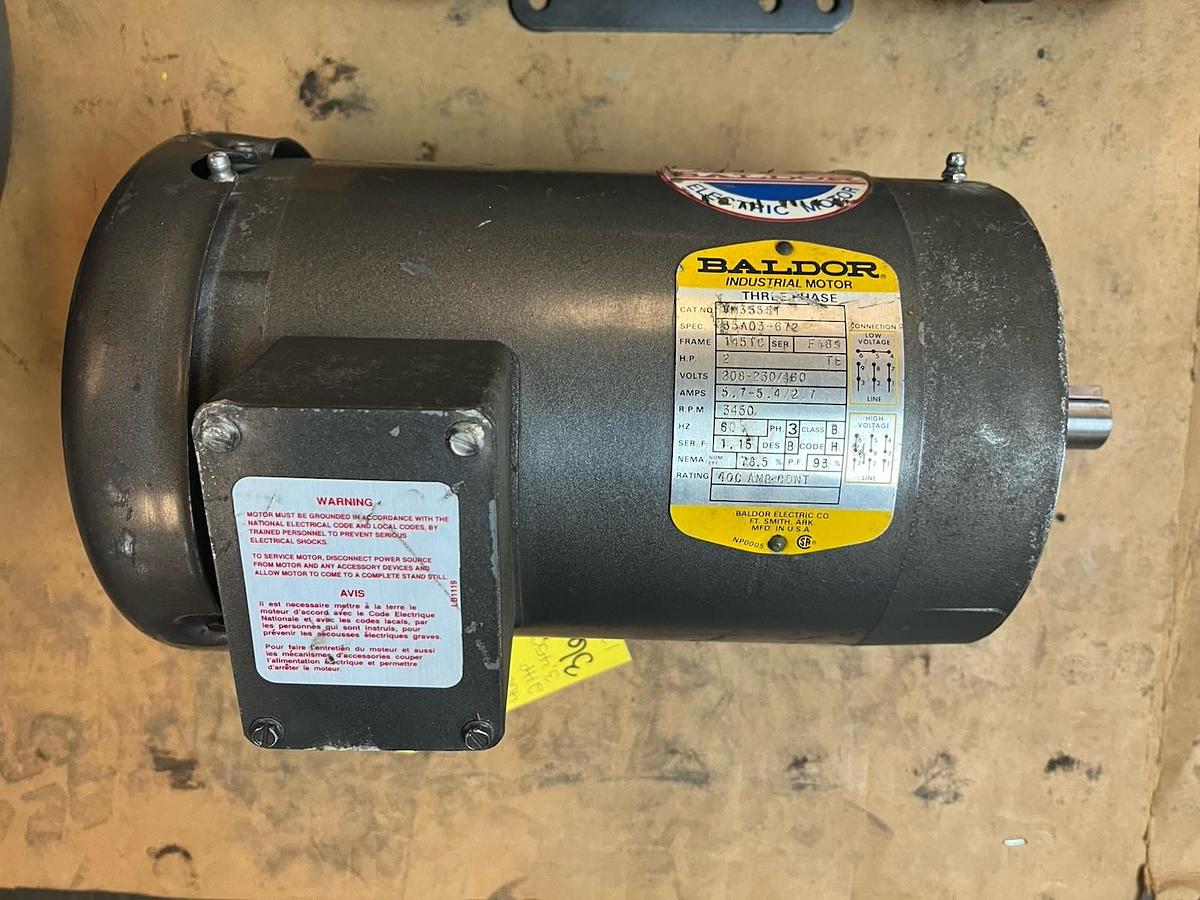 Used BALDOR,VM3555T,MOTOR 2HP 3450RPM 208-230/460V 145TC