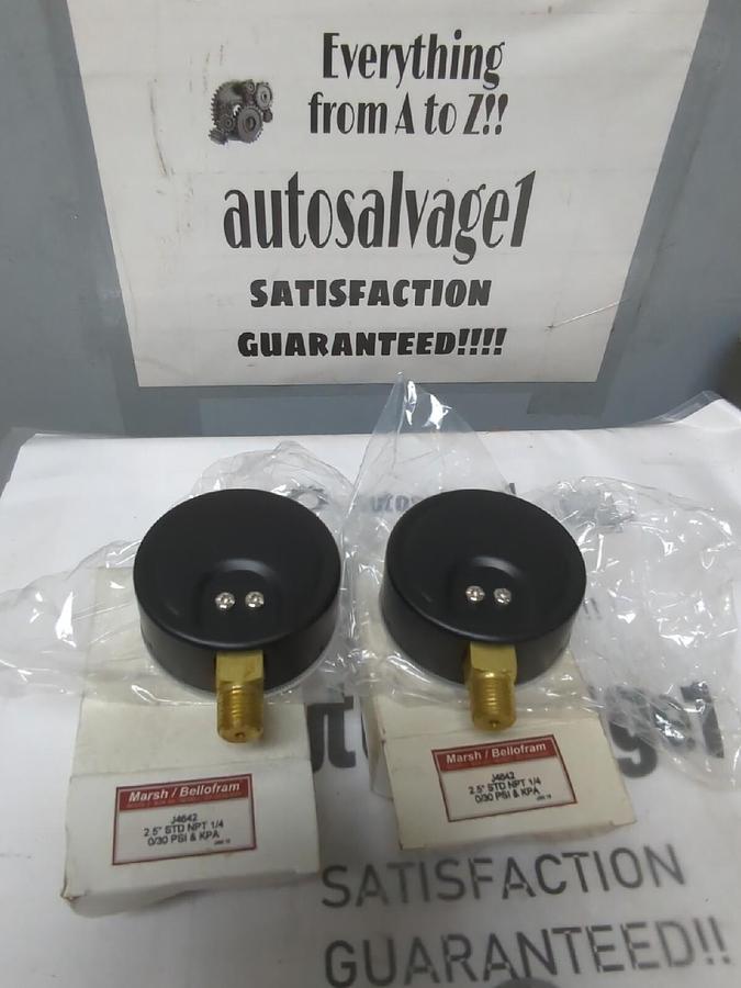 MARSH/BELLOFRAM,J4642,2-1/2 IN STD NPT 1/4 IN 0/30 PSI & KPA  GAUGE LOT OF 2