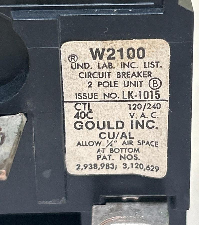Used BULLDOG ELECTRIC,W2100,PUSHMATIC CIRCUIT BREAKER 100A 120/240V 2P