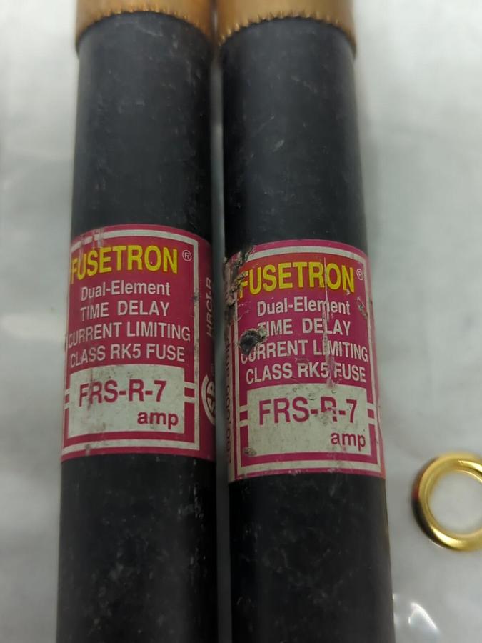 Used COOPER BUSSMANN,FRS-R-7,FUSETRON 7 AMP FUSE LOT OF 2 PRE-OWNED