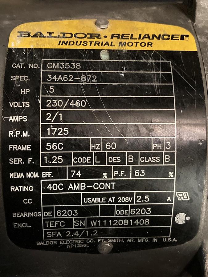 Used IPTS,Model RPO1,3-Phase Mixer 0.5Hp Converted 110V by SMVector Lenxe AC Tech