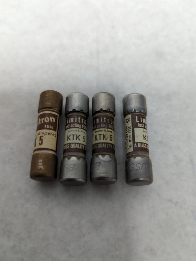 COOPER BUSSMANN,KTK 5,LIMITRON 5 AMP FUSE LOT OF 4 NOS
