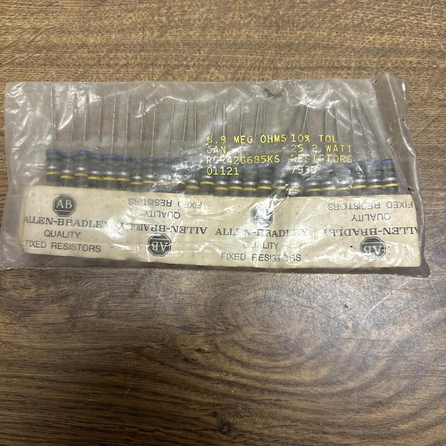 Used Allen Bradley,RCR42G685KS,Resistors 2 Watt 6.8 Meg Ohms Pack of 25