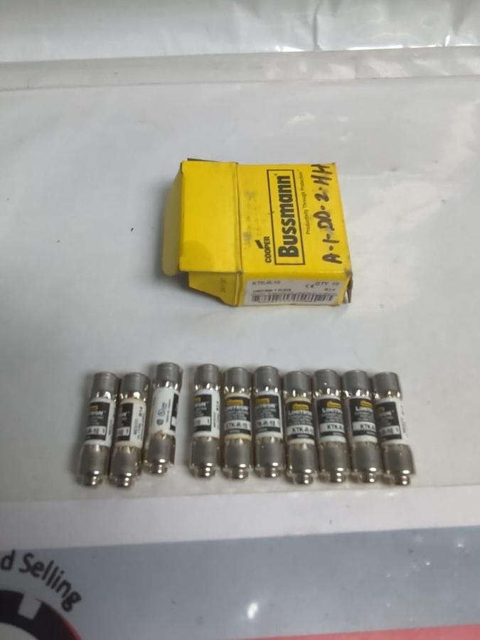 COOPER BUSSMANN,KTK-R-10,LIMITRON 10 AMP FUSES BOX OF 10 NOS