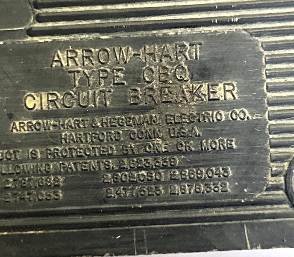 Used AAROW HART,CBQ2100,CIRCUIT BREAKER 100A 120/240V 2P