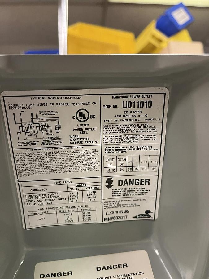 MIDWEST,U011010,Outdoor Power Outlet 20A 120V