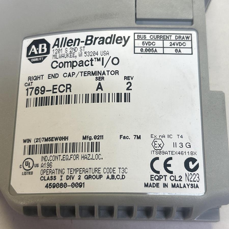 Used ALLEN BRADLEY,1769-ECR,RIGHT END CAP / TERMINATOR