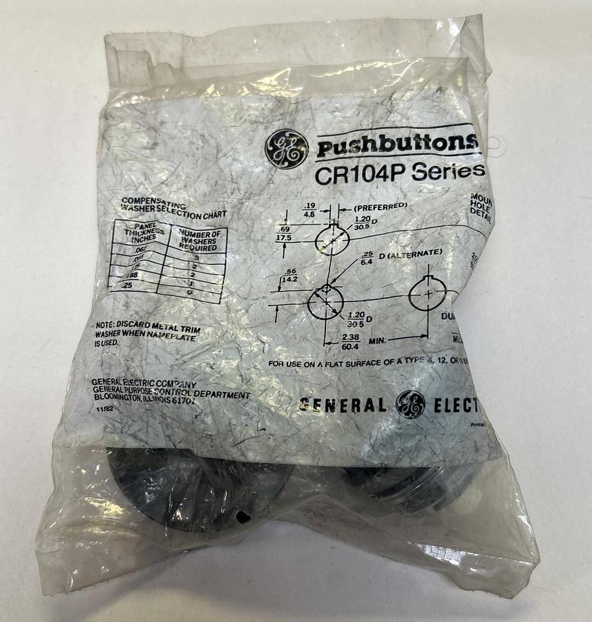 GENERAL ELECTRIC,CR104P,BLACK MUSHROOM HEAD PUSH BUTTON NOS