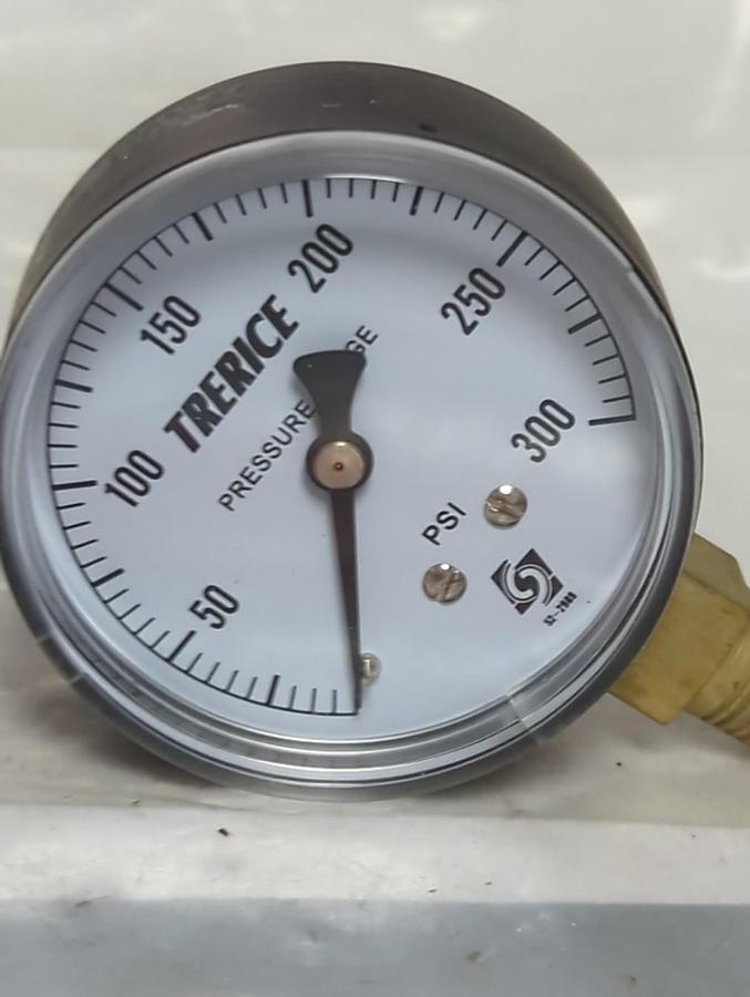 TRERICE,D06917,PRESSURE GAUGE 2.5 INCH FACE 1/4 INCH LM 0-300 PSI NOS