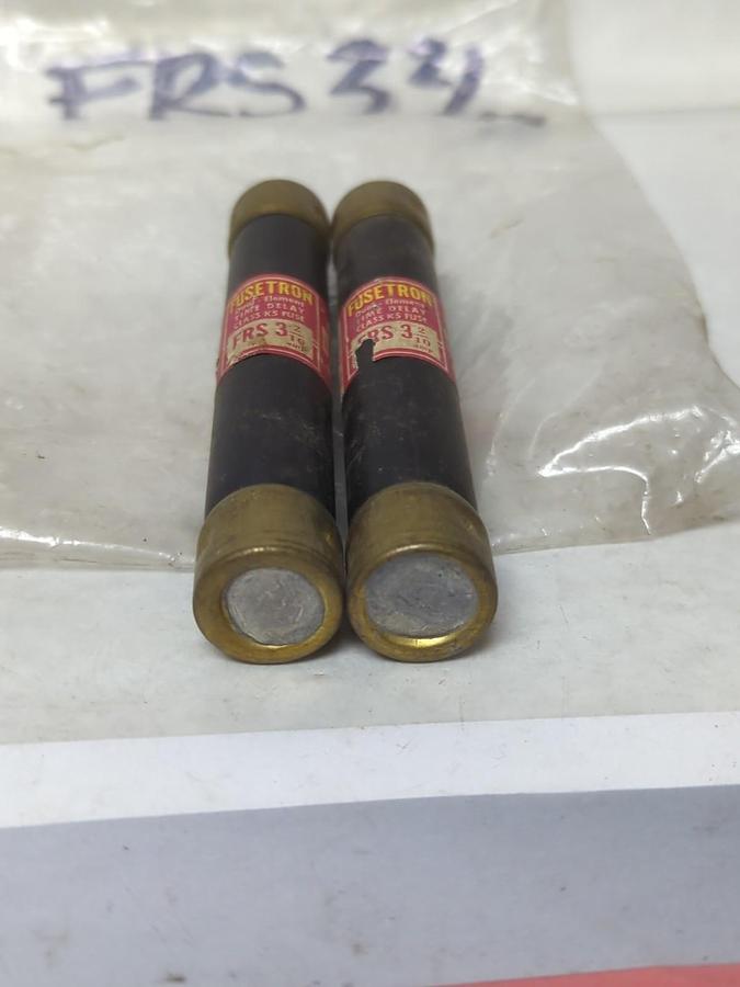 Used COOPER BUSSMANN,FRS-3-2/10,FUSETRON 3-2/10 AMP FUSE LOT OF 2 PRE-OWNED