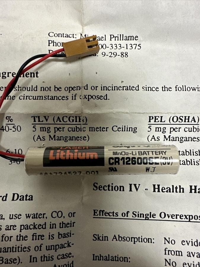 Sanyo,CR12600SE,Lithium Battery for Nematron Workstation
