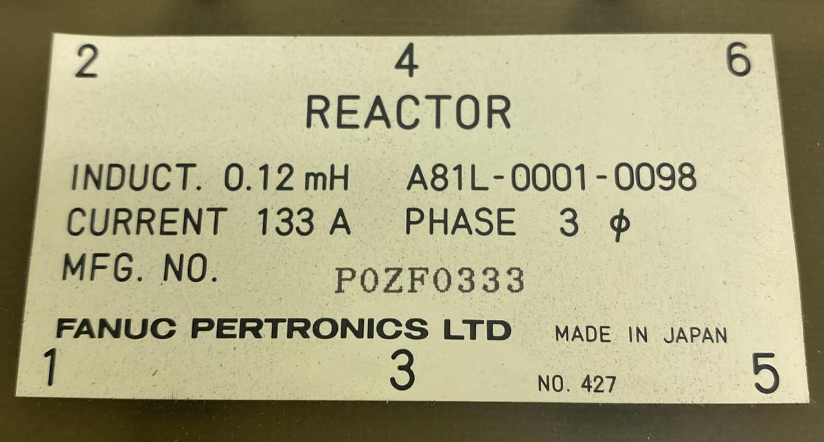 Used FANUC,A81L-0001-0098,LINE REACTOR 133 AMP 0.12 MH 3 PHASE